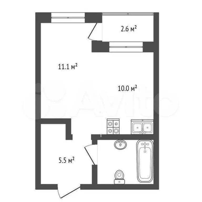 Квартира-студия, 33 м, 2/4 эт. - Фото 0