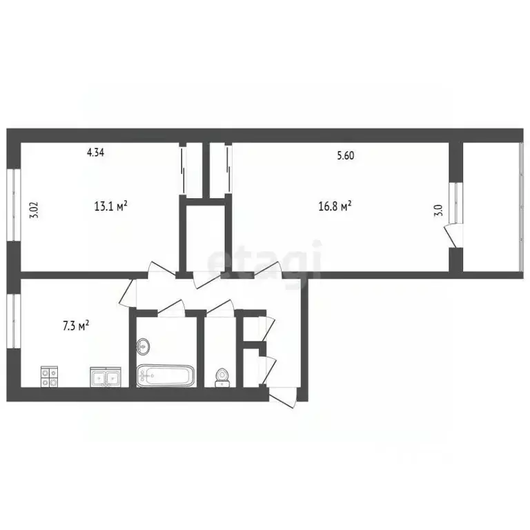 2-к кв. Ярославская область, Ярославль Ленинградский просп., 63 (51.5 ... - Фото 2