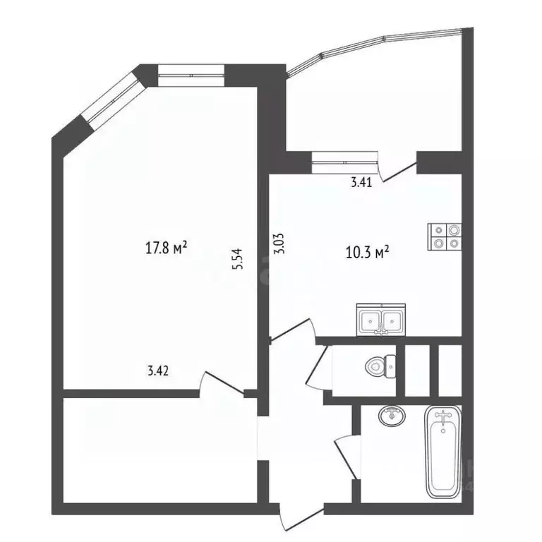 1-к кв. Московская область, Химки Молодежная ул., 68 (42.0 м) - Фото 2