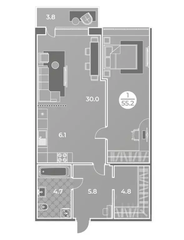 1-к кв. Хакасия, Абакан ул. Генерала Тихонова, 14 (55.2 м) - Фото 1