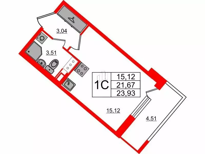 Квартира-студия: Санкт-Петербург, Октябрьская набережная (21.67 м) - Фото 0