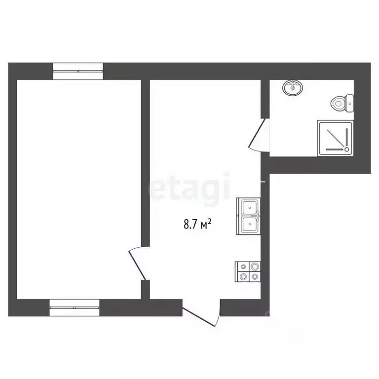 1-к кв. Крым, Евпатория ул. Демышева, 8 (31.8 м) - Фото 2
