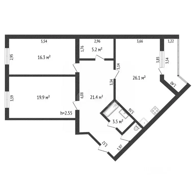 2-к кв. Амурская область, Благовещенск Игнатьевское ш., 12/3 (97.0 м) - Фото 1