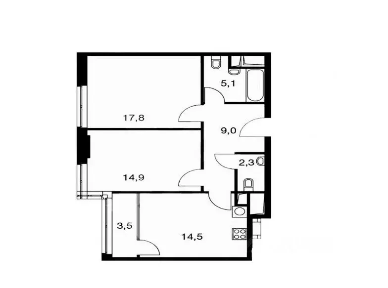 2-к кв. Москва пер. Докучаев, 2с3 (66.3 м) - Фото 2
