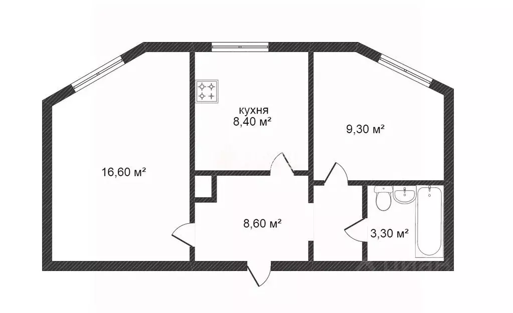 2-к кв. Ямало-Ненецкий АО, Новый Уренгой Молодежная ул., 21 (45.0 м) - Фото 0