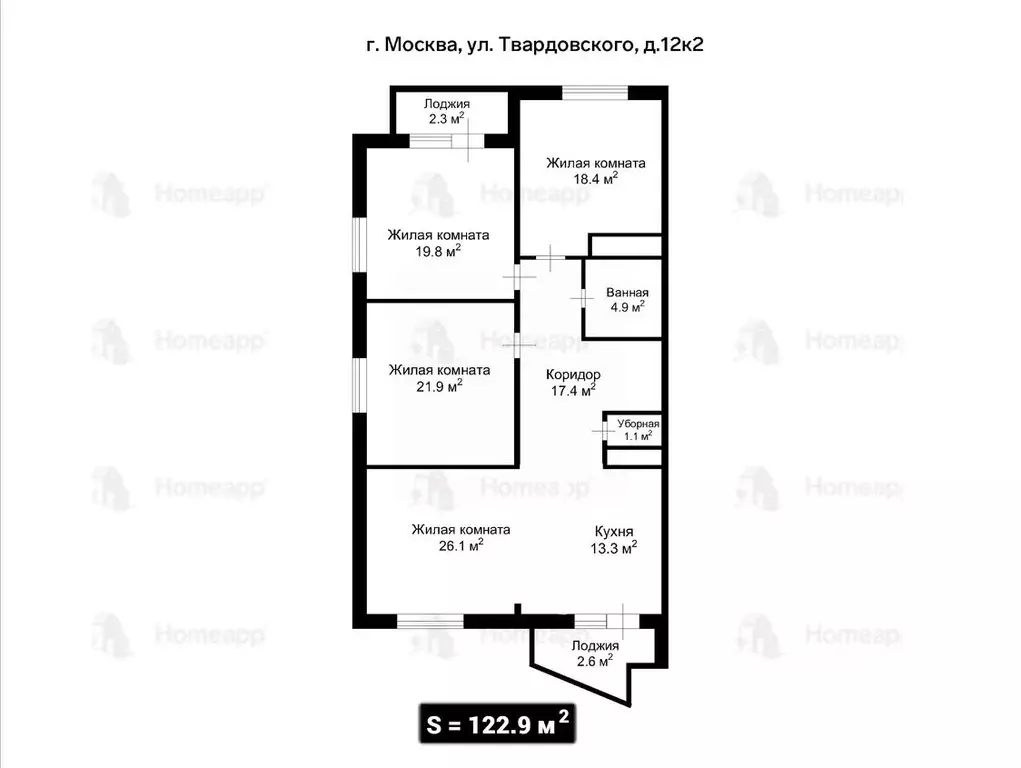 4-к кв. Москва ул. Твардовского, 12к2 (122.9 м) - Фото 2