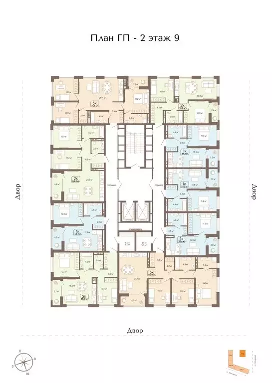 2-комнатная квартира: Тюмень, Заполярная улица, 3к1 (68 м) - Фото 1