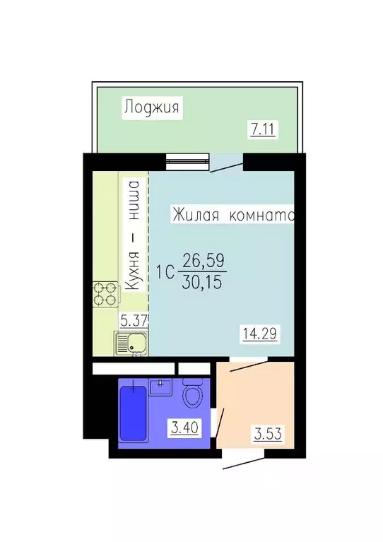 Студия Воронежская область, Воронеж Гвардейский пер., 21 (30.15 м) - Фото 0