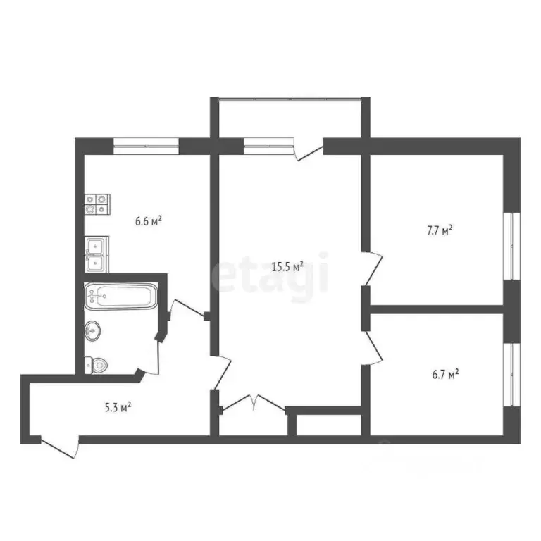 3-к кв. Крым, Белогорск ул. Николая Бойко (45.7 м) - Фото 1