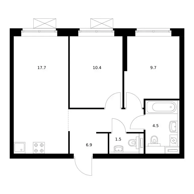2-комнатная квартира: деревня Новое Девяткино, Главная улица, 10 (50.7 ... - Фото 1