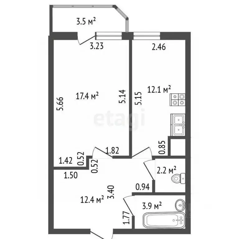 1-к кв. Санкт-Петербург ул. Русановская, 17к4 (48.0 м) - Фото 0