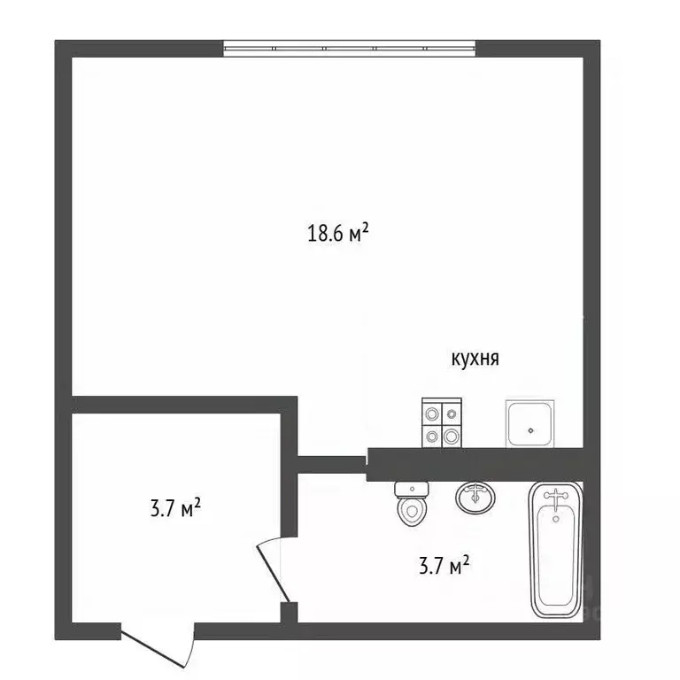 Студия Воронежская область, Воронеж ул. Ломоносова, 114/28 (26.0 м) - Фото 2
