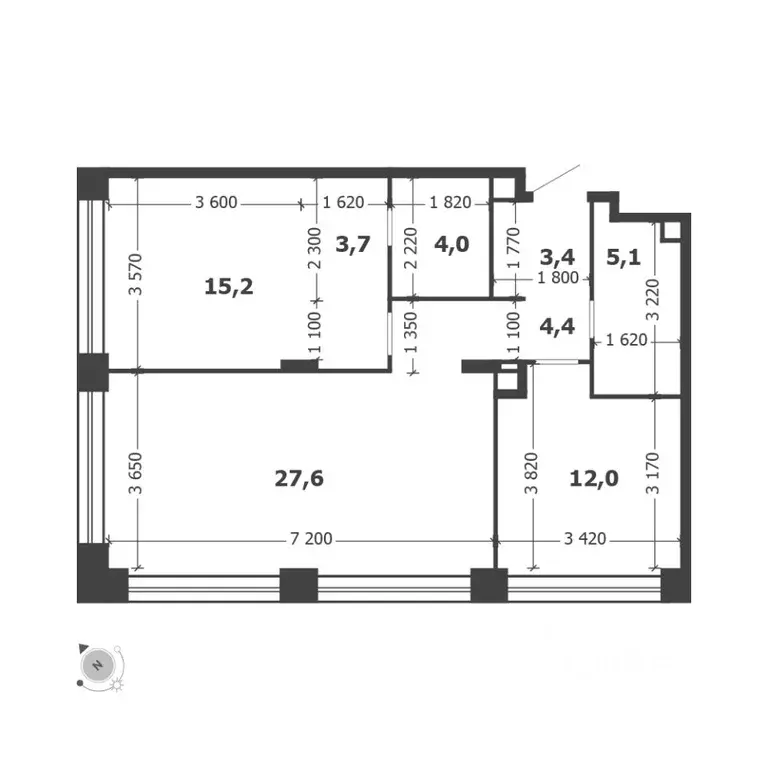 2-к кв. Москва проезд Проектируемый № 7021А (75.4 м) - Фото 1