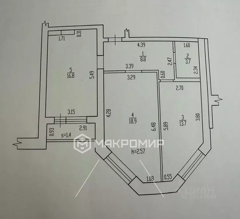 2-к кв. Брянская область, Брянск Бежицкая ул., 1к10 (61.9 м) - Фото 2