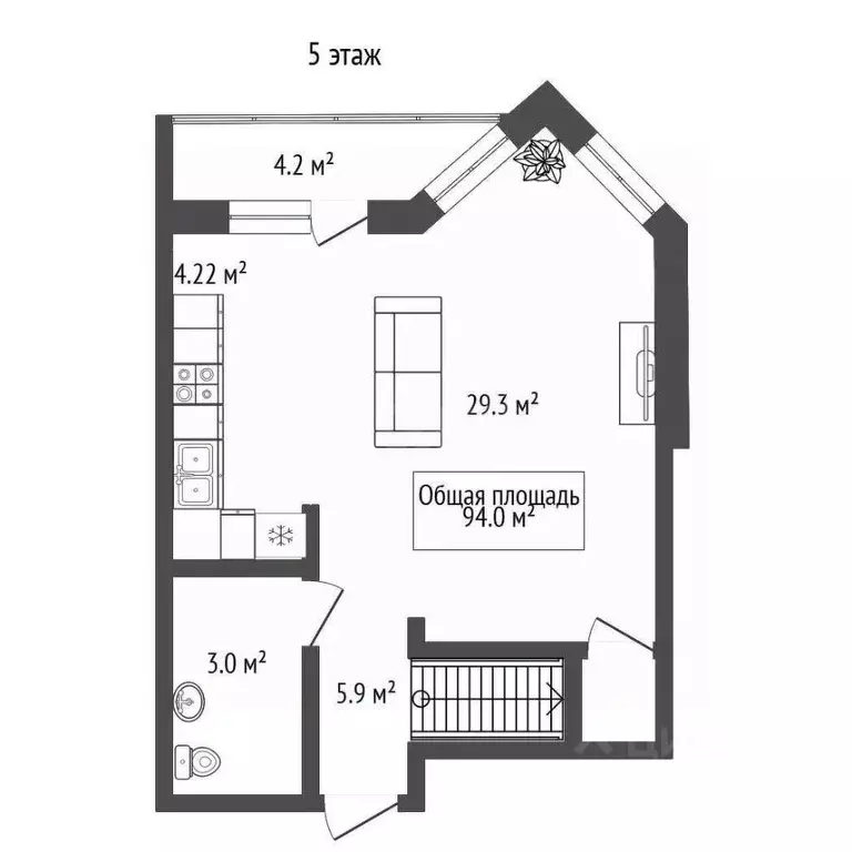 3-к кв. Новосибирская область, Новосибирск Каменская ул., 56/1 (94.0 ... - Фото 1