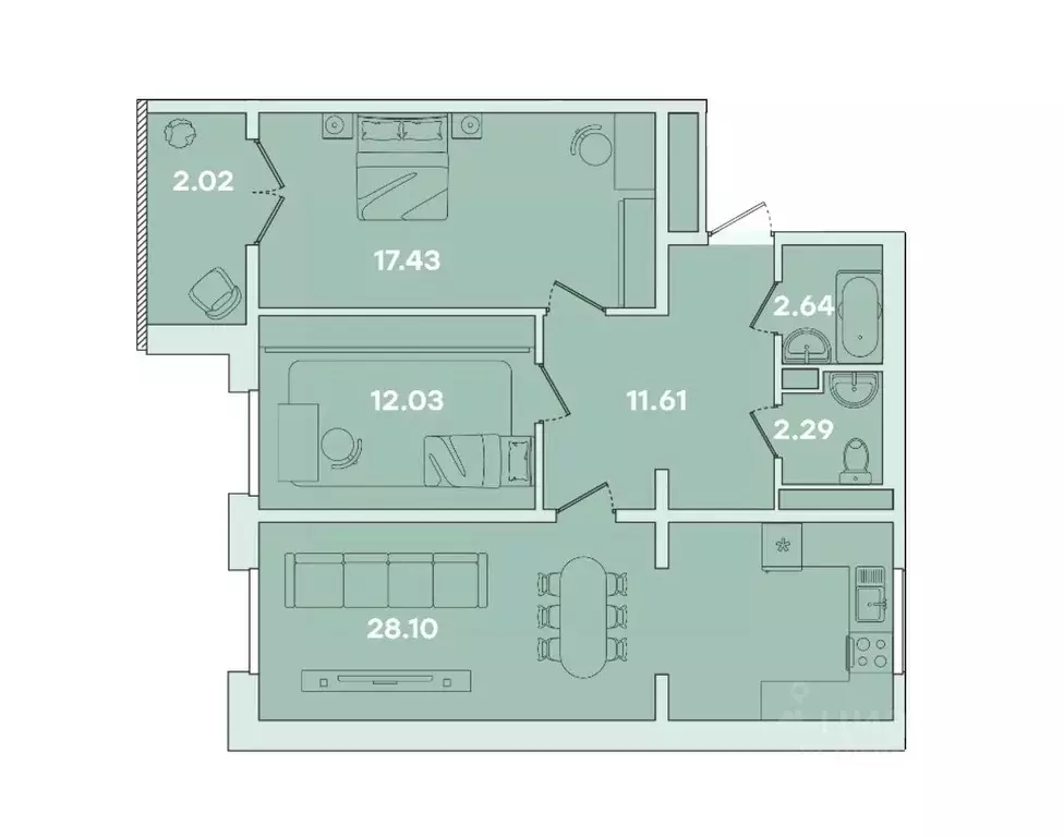 2-к кв. Иркутская область, Иркутск ул. Петрова, 18 (80.83 м) - Фото 0