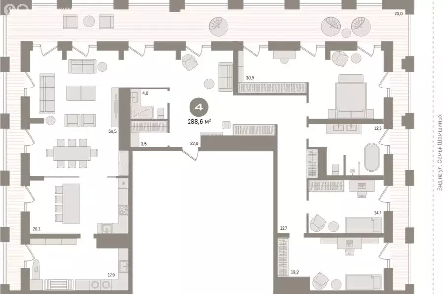 Квартира-студия: Новосибирск, улица Семьи Шамшиных, 93 (290.8 м) - Фото 1