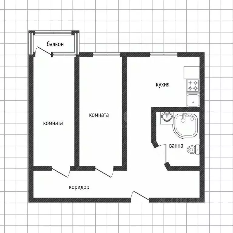 2-к кв. Смоленская область, Смоленск ул. Попова, 4 (40.1 м) - Фото 0