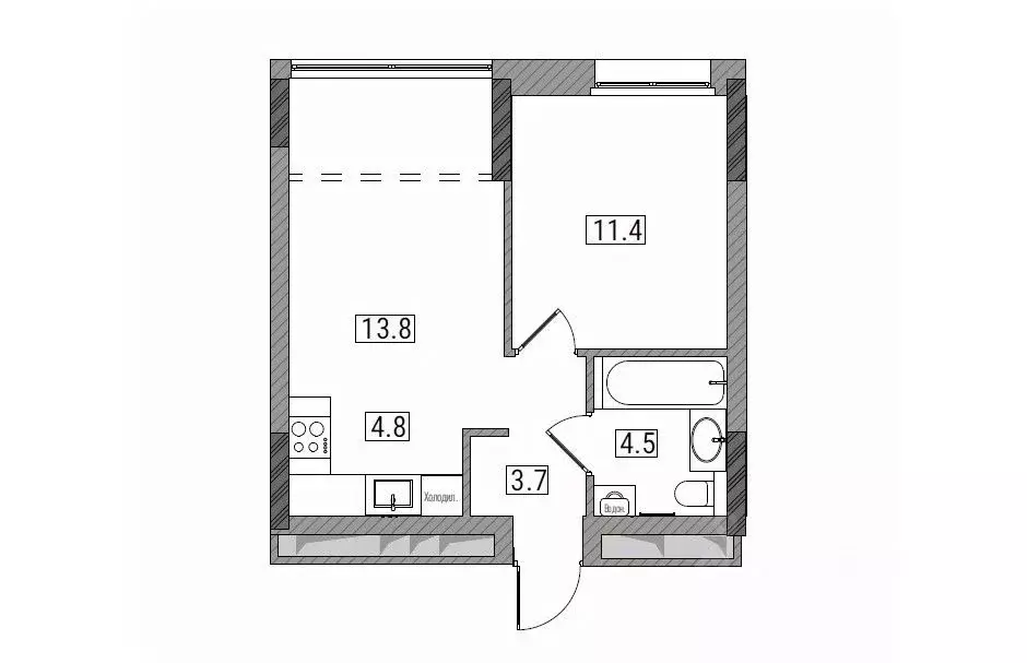 2-к кв. Кировская область, Киров Мелькомбинатовский проезд, 3 (38.4 м) - Фото 2