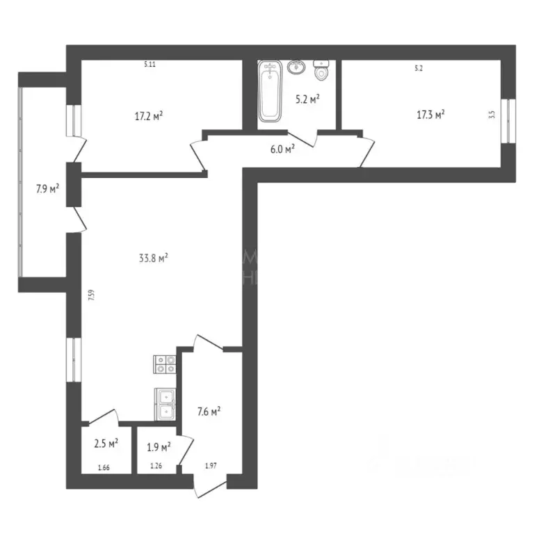 2-к кв. Тюменская область, Тюмень ул. Тимофея Кармацкого, 5 (91.8 м) - Фото 1