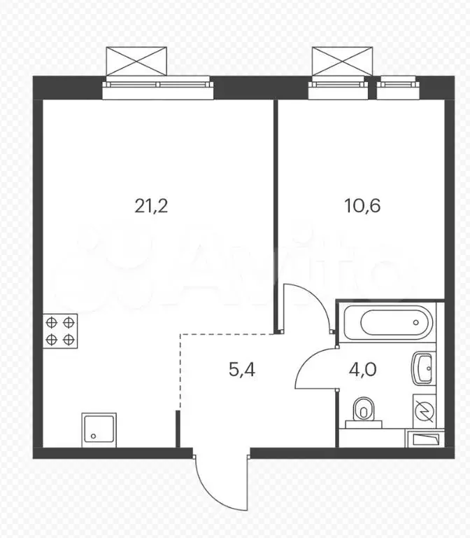 1-к. квартира, 41 м, 3/9 эт. - Фото 0