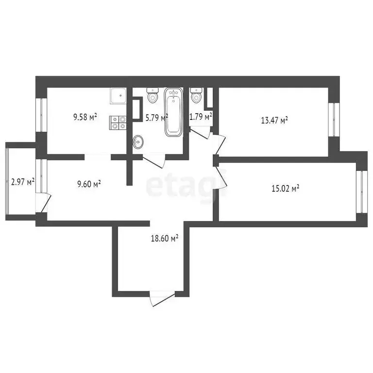 3-комнатная квартира: посёлок Западный, Лазурная улица, 4 (72.4 м) - Фото 0