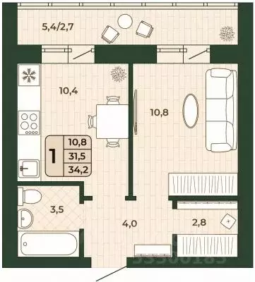 1-к кв. Самарская область, Волжский район, Смышляевка городское ... - Фото 1