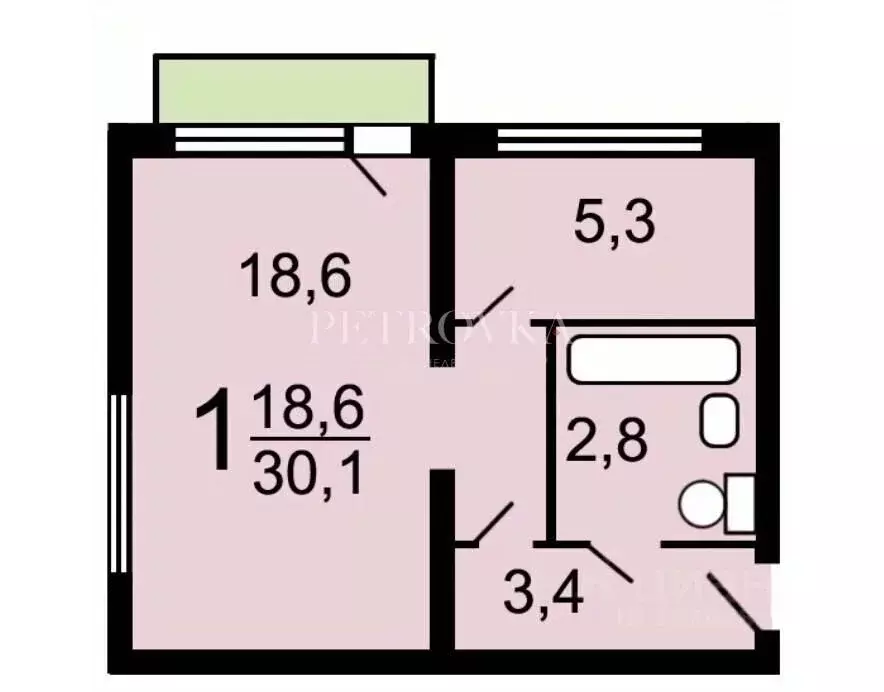 1-к кв. Москва Фортунатовская ул., 9 (30.5 м) - Фото 2