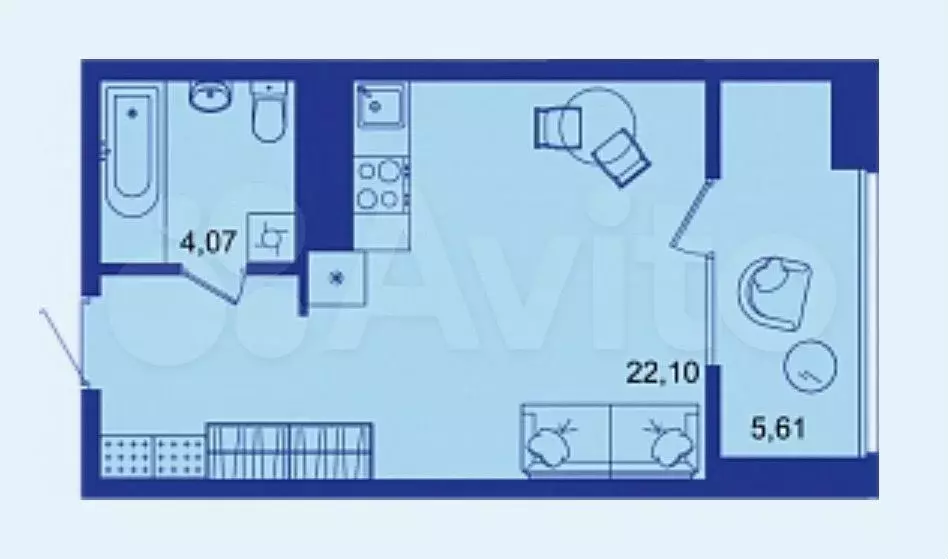 Квартира-студия, 31,8 м, 14/17 эт. - Фото 1