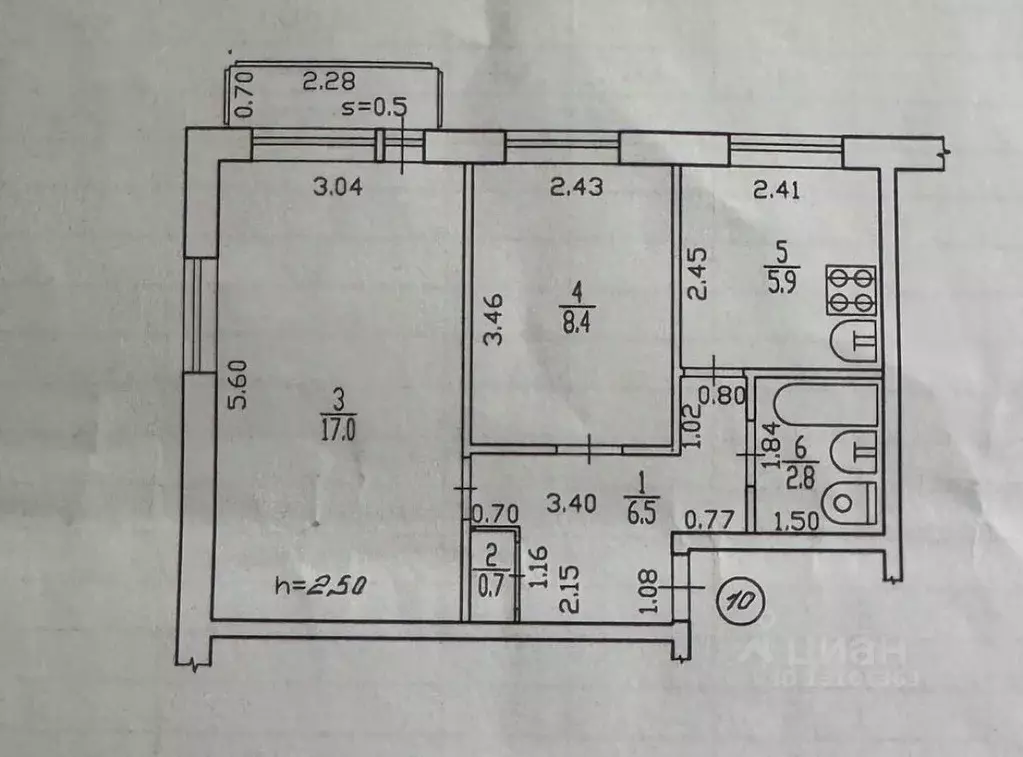 2-к кв. Брянская область, Брянск пер. Металлистов, 20 (41.3 м) - Фото 2