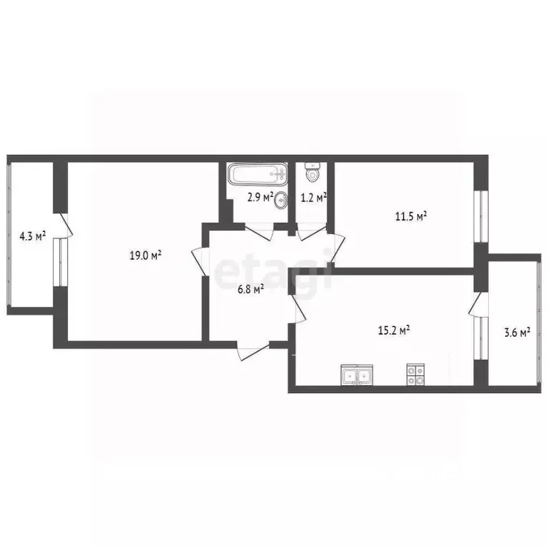 2-к кв. Архангельская область, Котлас ул. Стефановская, 29А (58.2 м) - Фото 2