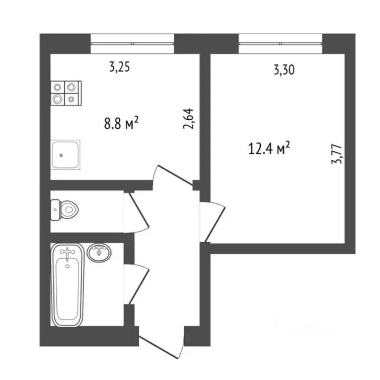 1-к кв. Тюменская область, Тюмень ул. Шишкова, 17 (29.3 м) - Фото 2