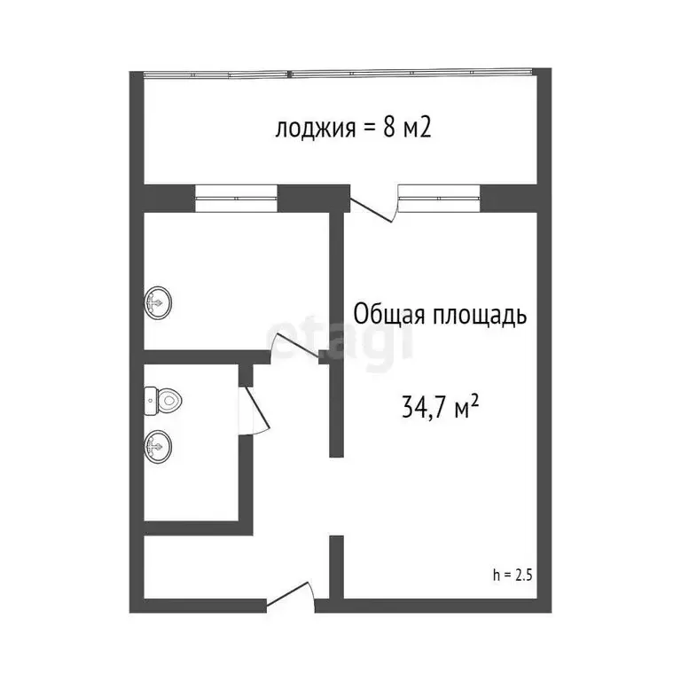 1-комнатная квартира: Томск, Береговая улица, 21 (34.7 м) - Фото 1