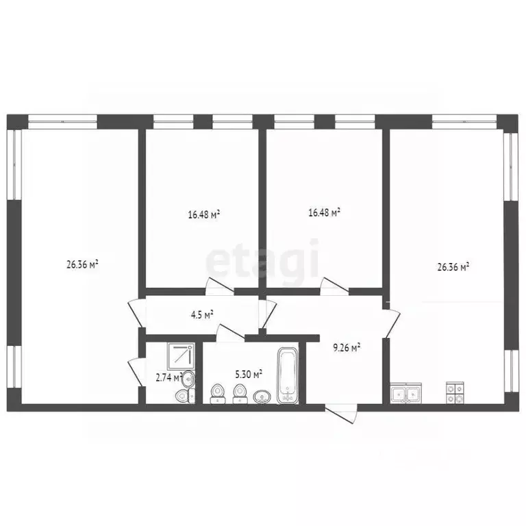 3-к кв. Тюменская область, Тюменский муниципальный округ, д. Дударева ... - Фото 2