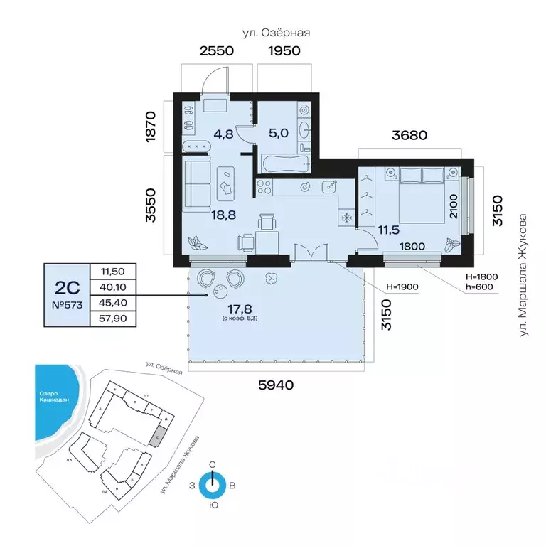 2-к кв. Башкортостан, Уфа Сипайлово жилрайон, Атлантис жилой комплекс ... - Фото 1