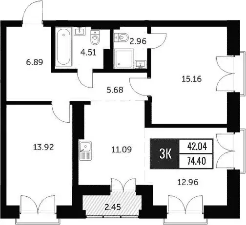 3-комнатная квартира: Новосибирск, улица Шевченко, 19/1к1 (75 м) - Фото 0