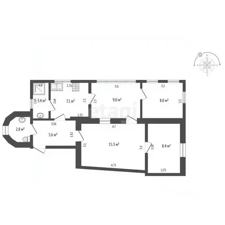 3-к кв. Крым, Ялта ул. Кирова, 12 (59.5 м) - Фото 2