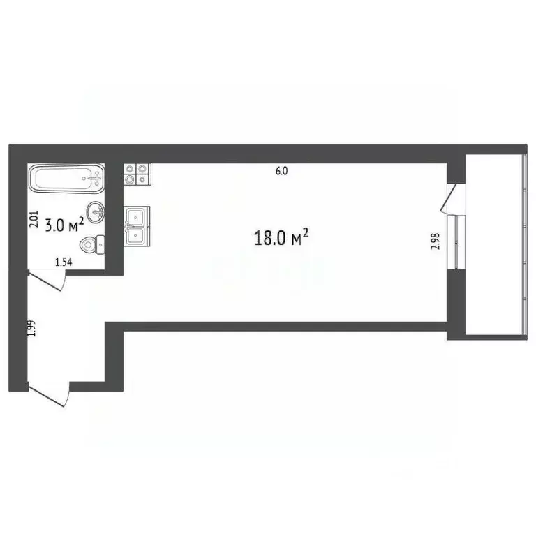 Студия Вологодская область, Вологда Окружное ш., 32 (24.1 м) - Фото 2