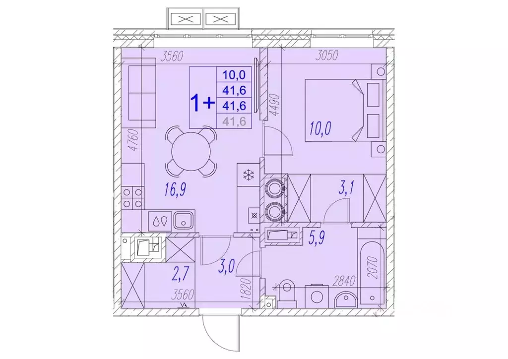 1-к кв. Астраханская область, Астрахань ул. Трофимова (41.6 м) - Фото 0