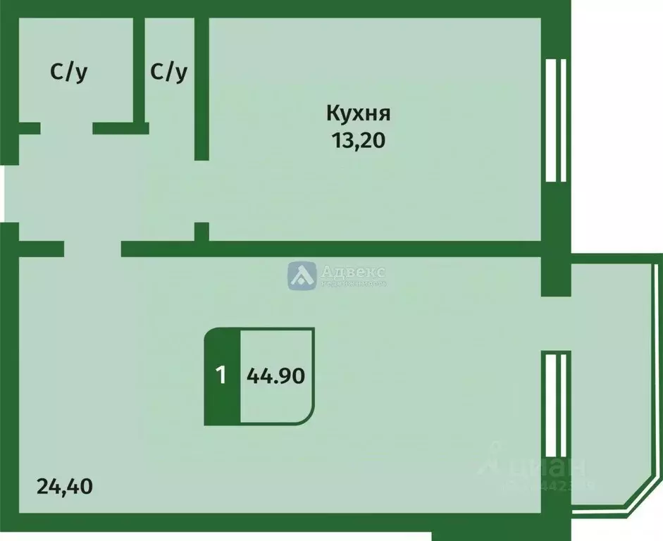 1-к кв. Тюменская область, Тюмень ул. Монтажников, 19 (45.0 м) - Фото 1