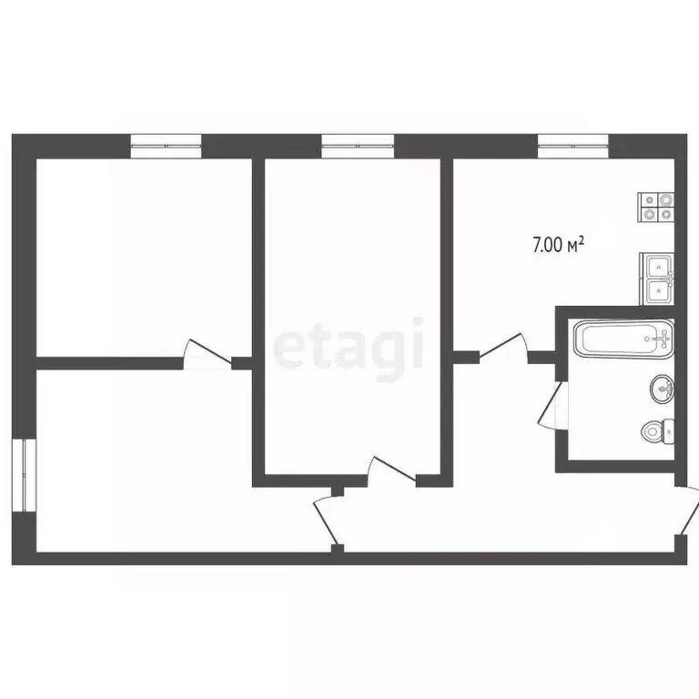 3-к кв. Саратовская область, Балашов Мельничная ул., 18 (51.0 м) - Фото 1