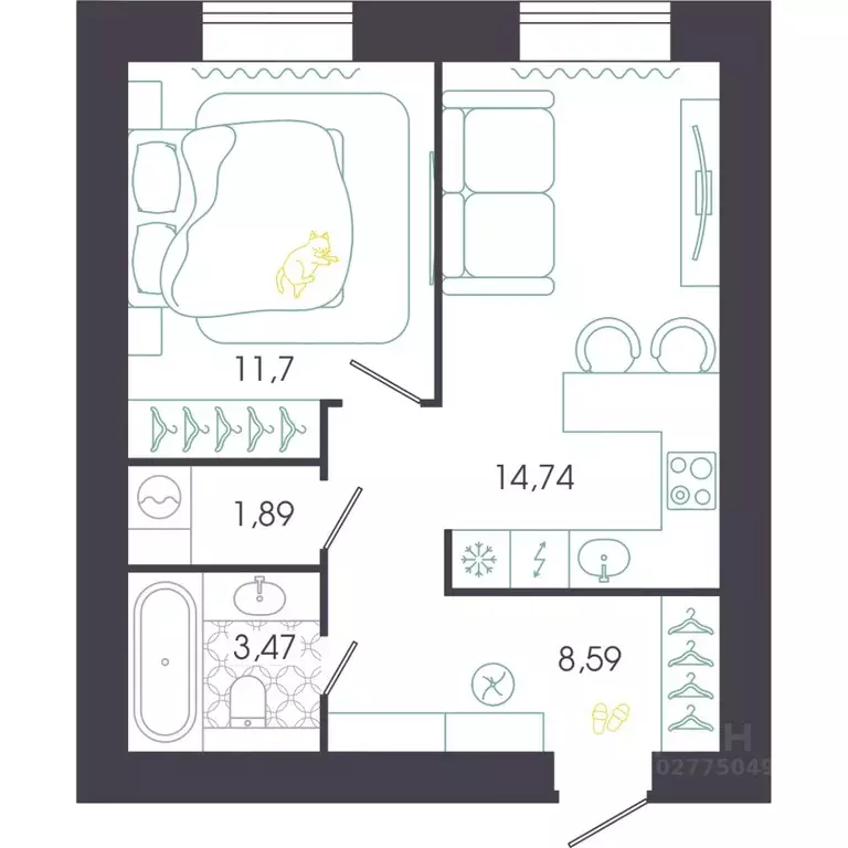 1-к кв. Пензенская область, Пенза Колышлейская ул., 7 (40.39 м) - Фото 1