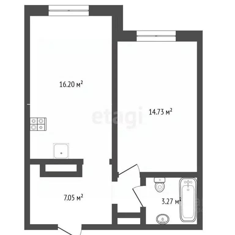 1-к кв. Тюменская область, Тюмень ул. Василия Подшибякина, 21 (43.0 м) - Фото 1