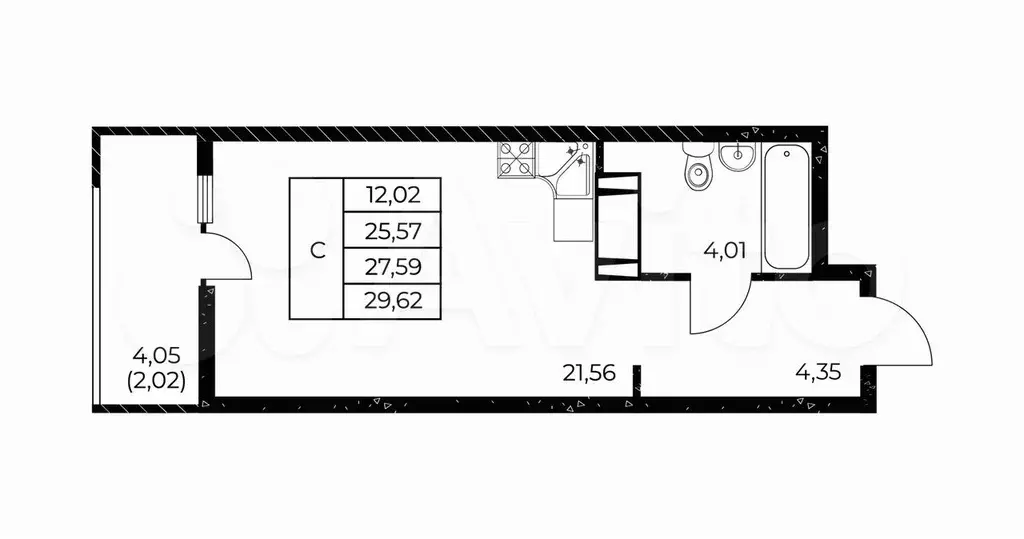 Квартира-студия, 29,6 м, 5/25 эт. - Фото 0