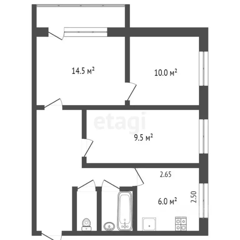 3-к кв. Тюменская область, Тюмень Минская ул., 98 (54.1 м) - Фото 2