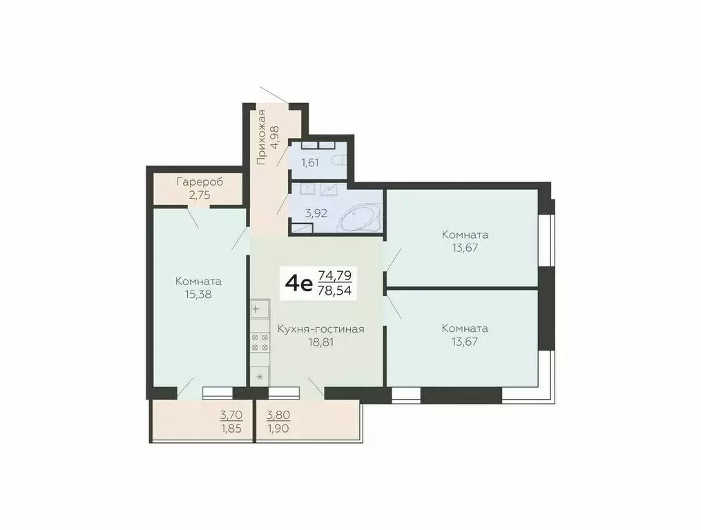 4-комнатная квартира: Воронеж, Ленинградская улица, 118А (78.54 м) - Фото 0