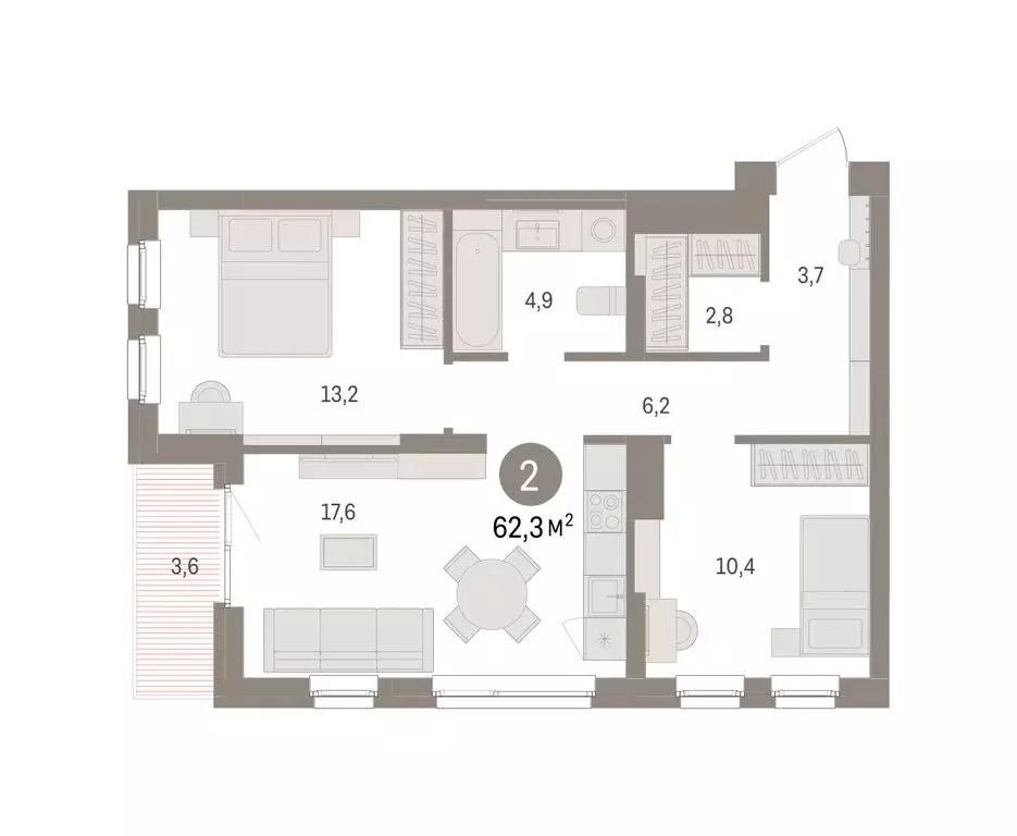 2-комнатная квартира: Челябинская область, Сосновский муниципальный ... - Фото 1