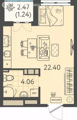 Квартира-студия: Краснодар, улица имени Б.С. Кудухова, 1к1 (27.5 м) - Фото 1