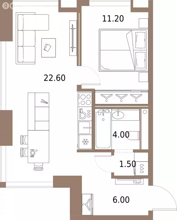 1-комнатная квартира: Москва, Ленинградское шоссе, 63 (45.3 м) - Фото 1