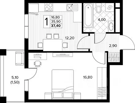 1-к кв. Краснодарский край, Анапа муниципальный округ, с. Сукко ... - Фото 1